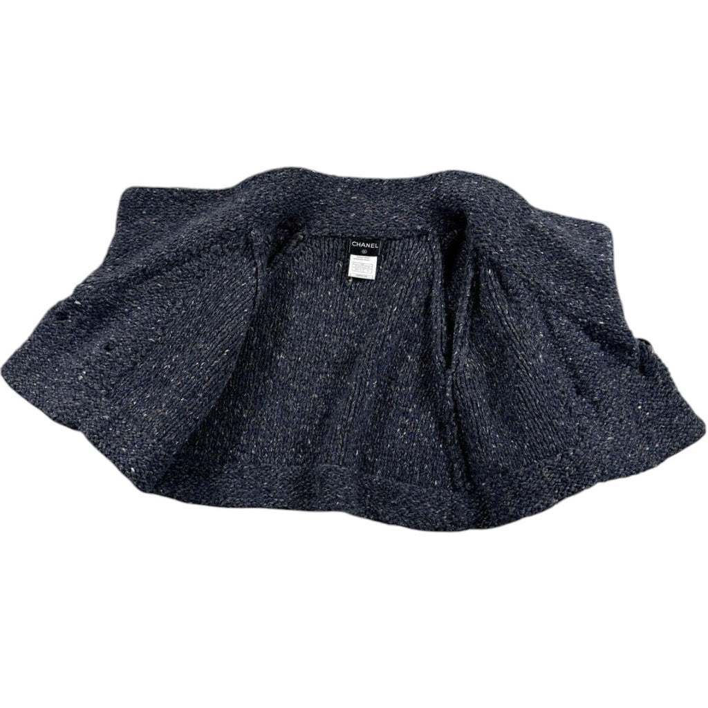 CHANEL Tweed Knit Peacoat Cropped Mix Navy