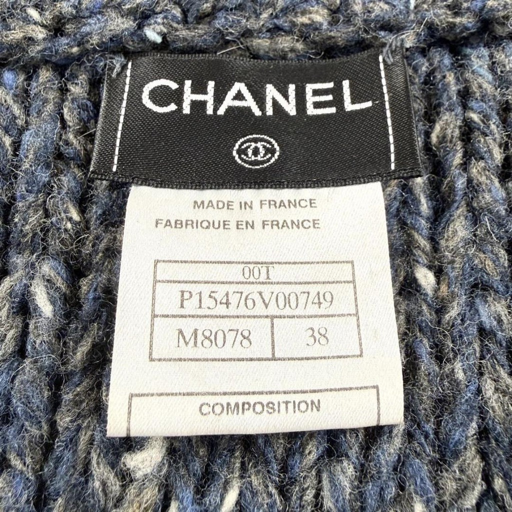 CHANEL Tweed Knit Peacoat Cropped Mix Navy