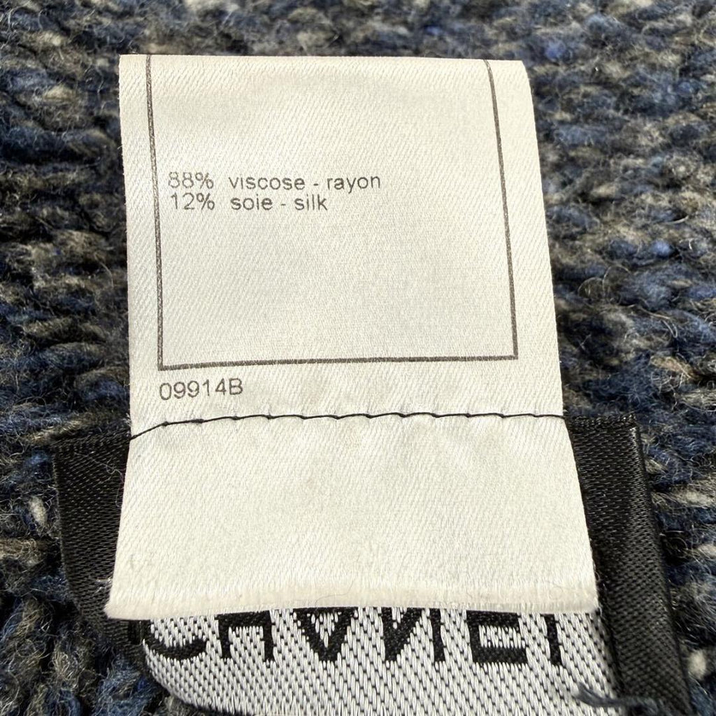 CHANEL Tweed Knit Peacoat Cropped Mix Navy