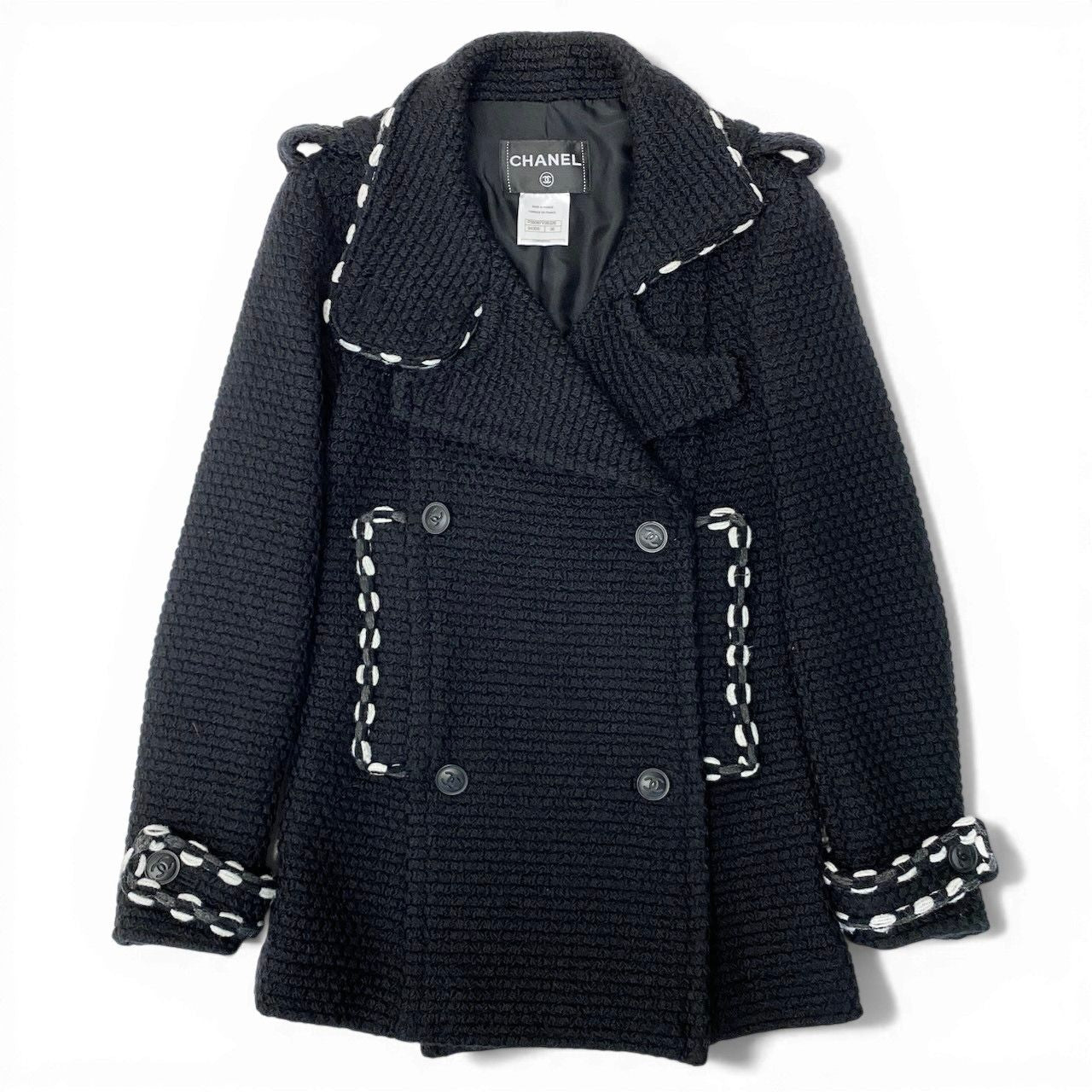 CHANEL Vintage 1994A Tweed Knit Peacoat P39397V28326