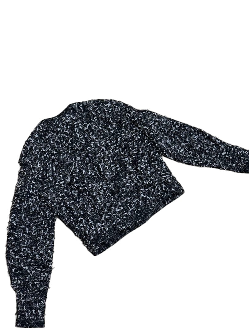 CHANEL Black White Tweed Zip Jacket