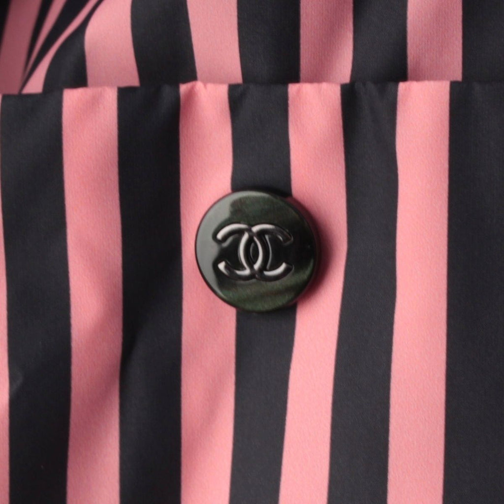 CHANEL Stripe CC Mark Cropped Zip-Up Nylon Jacket P76226