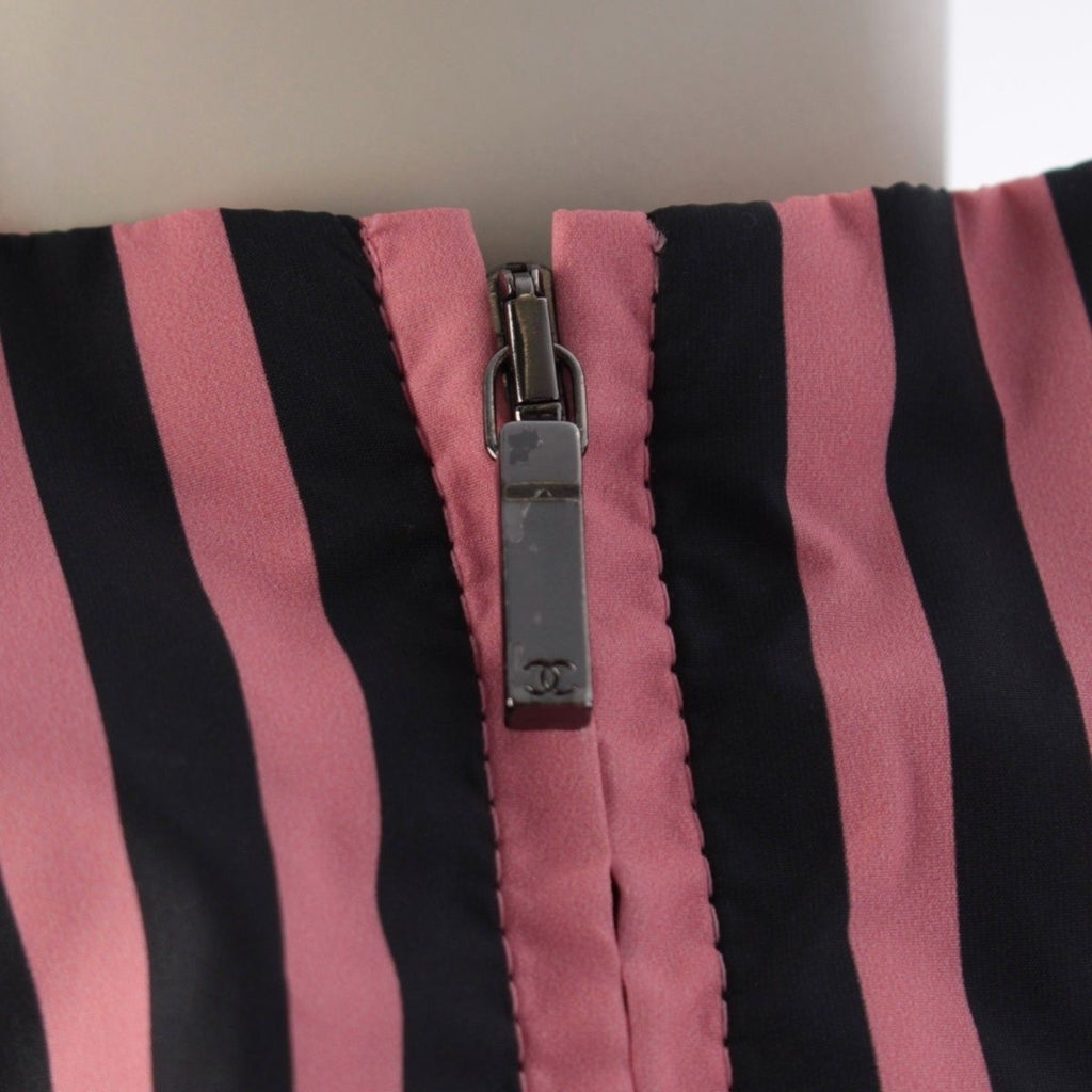 CHANEL Stripe CC Mark Cropped Zip-Up Nylon Jacket P76226