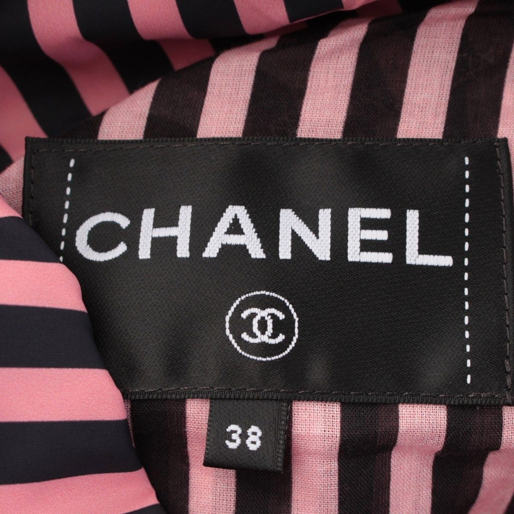 CHANEL Stripe CC Mark Cropped Zip-Up Nylon Jacket P76226