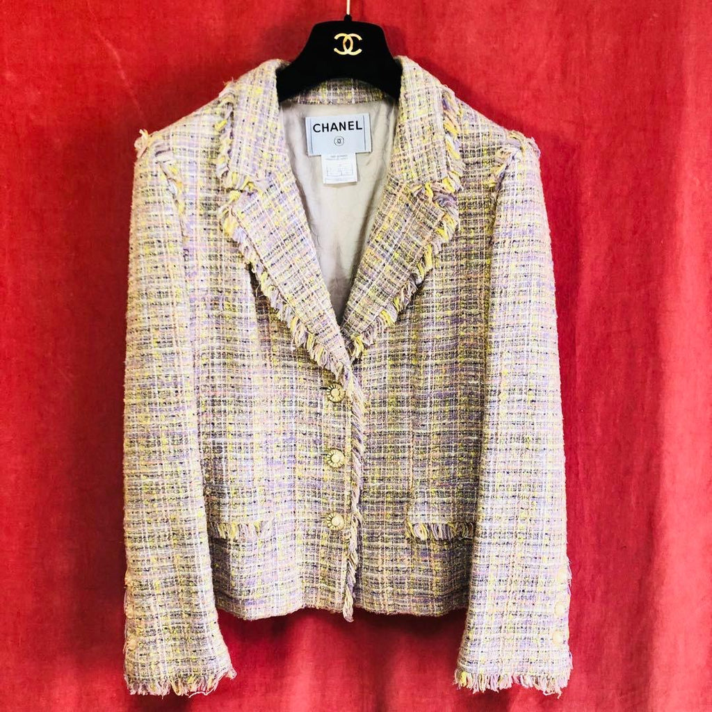 CHANEL 04P Tweed Tailored Jacket CC Button Size 42