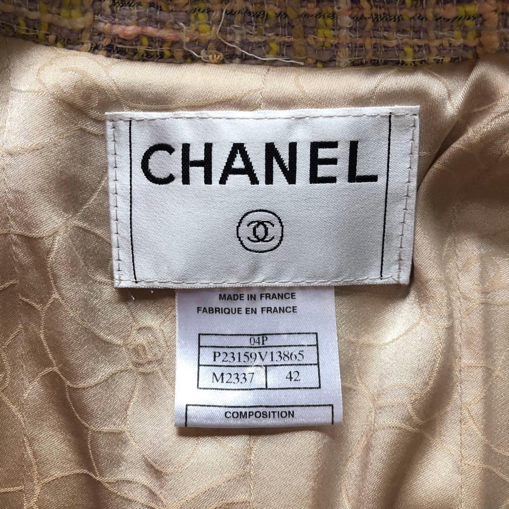 CHANEL 04P Tweed Tailored Jacket CC Button Size 42