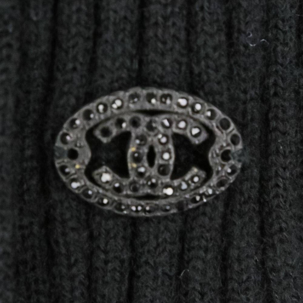 CHANEL 07A Pleated Wool Knit Dress P31446 Size 38 Black