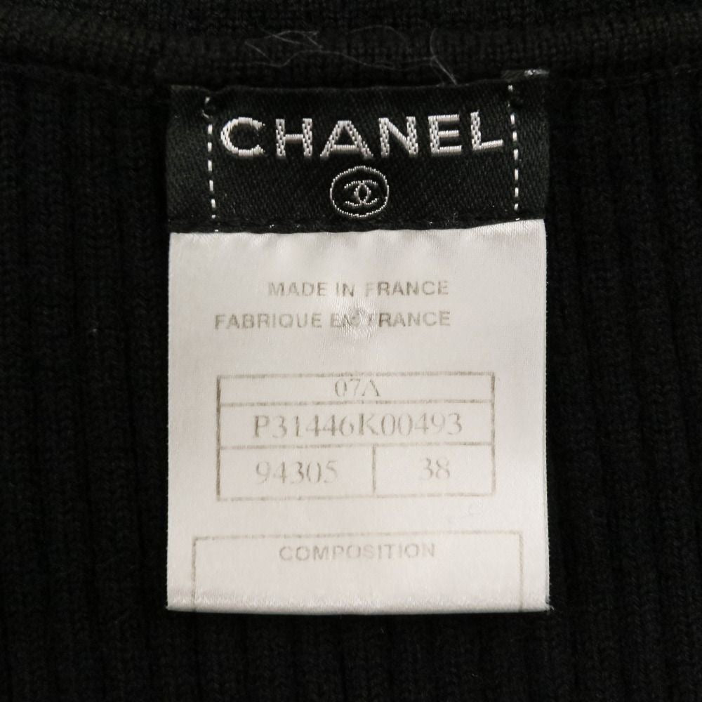 CHANEL 07A Pleated Wool Knit Dress P31446 Size 38 Black