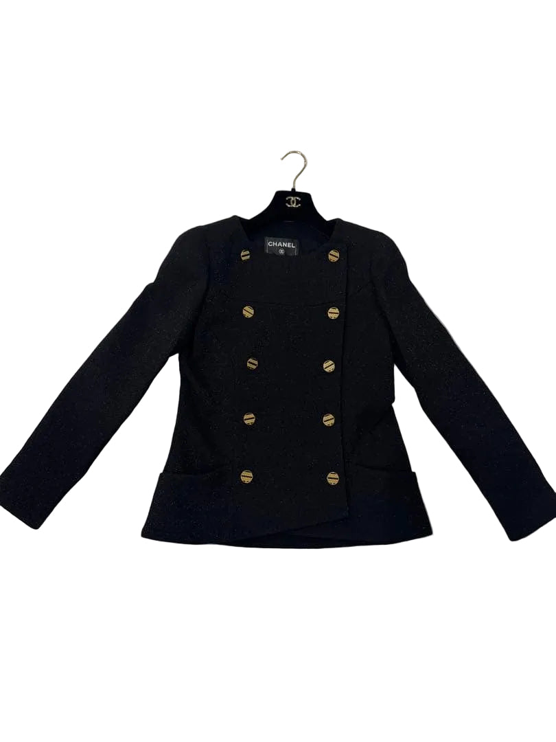 CHANEL Black Double-Breasted Jacket