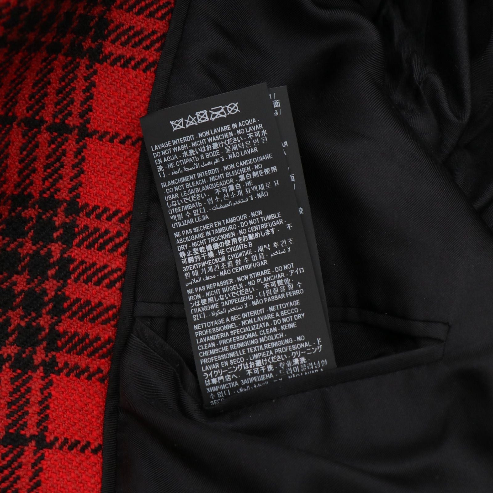 SAINT LAURENT PARIS Wool Velvet Check Double-Breasted Tailored Jacket