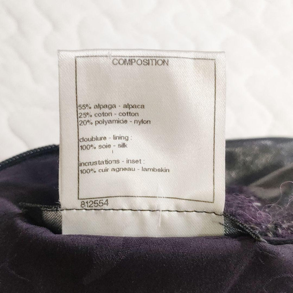 CHANEL Leather × Alpaca Tweed Below-Knee Dress