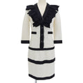 CHANEL Cruise Collection Bicolor Tweed Dress Ribbon CC Button Size 36