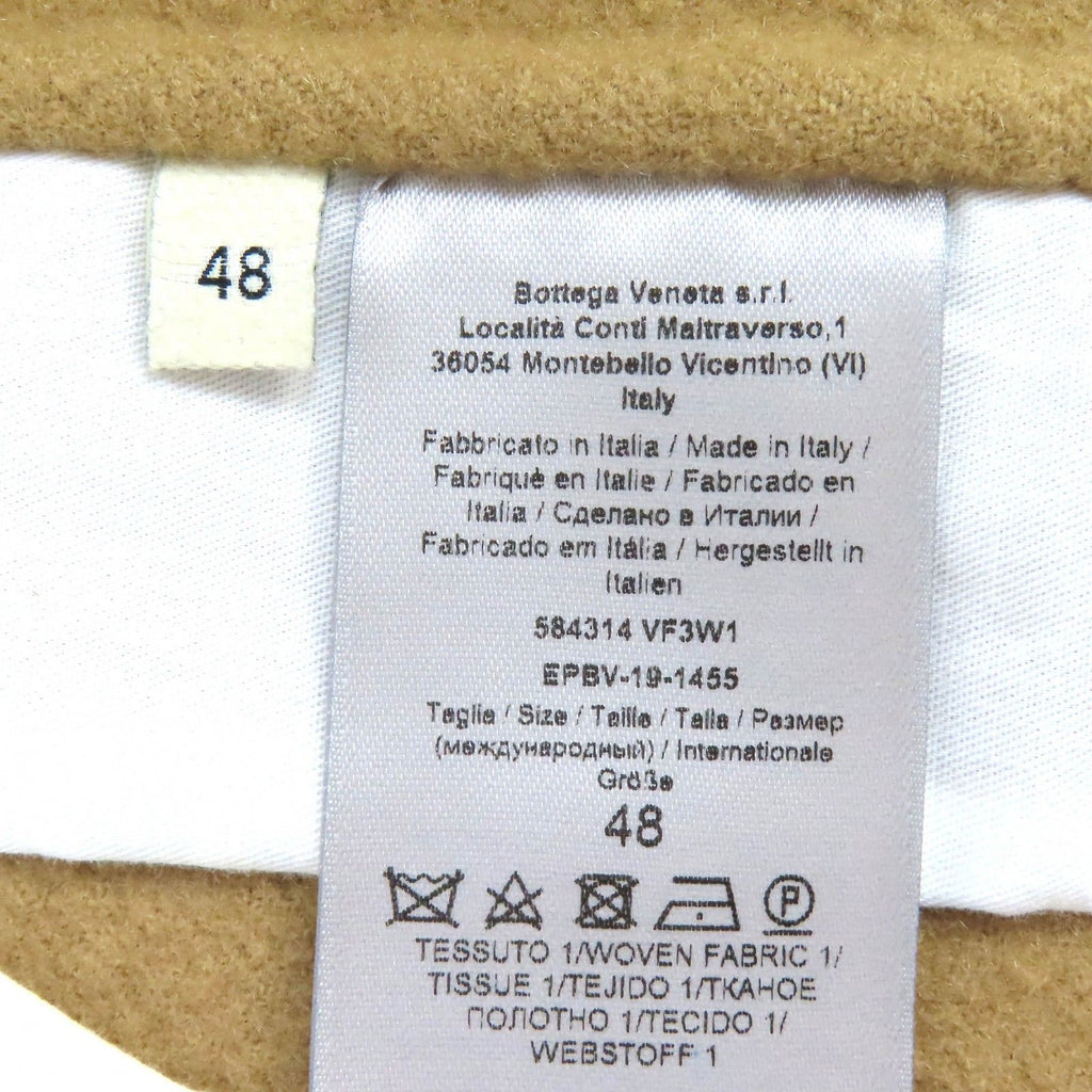 BOTTEGA VENETA 2019 Pre-Fall Cashmere Turn-Up Cuff Single Coat Beige — Size 48