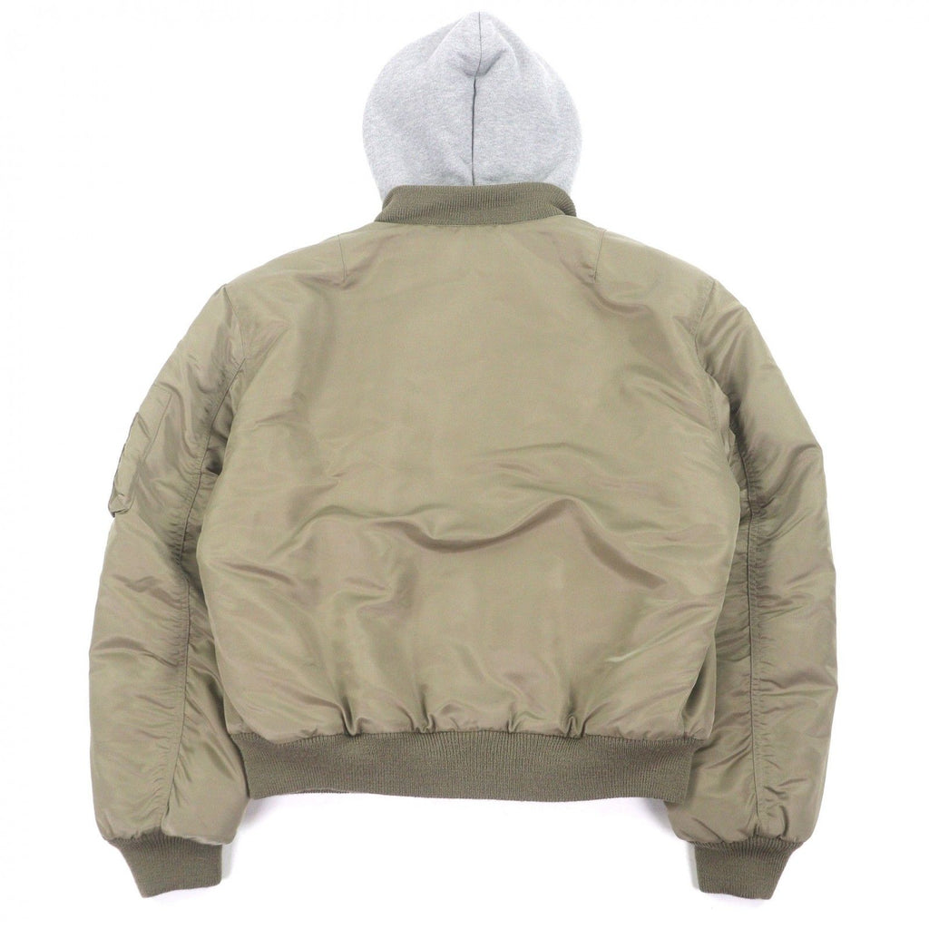 CELINE Nylon Twill Hooded Loose Bomber Jacket MA-1 Khaki Orange — Size 48