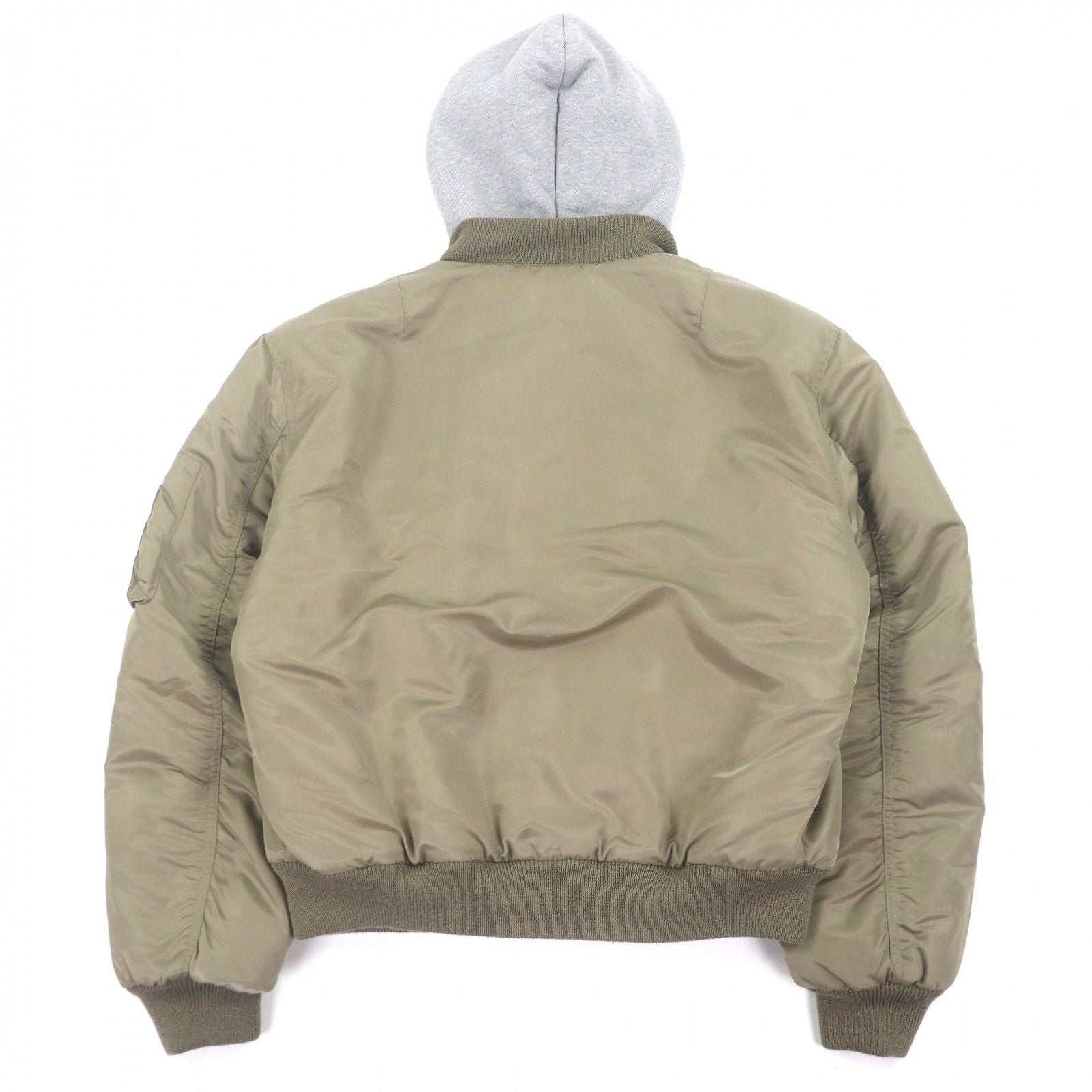 CELINE Nylon Twill Hooded Loose Bomber Jacket MA-1 Khaki Orange — Size 48