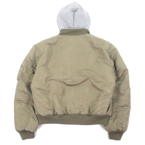 CELINE Nylon Twill Hooded Loose Bomber Jacket MA-1 Khaki Orange — Size 48