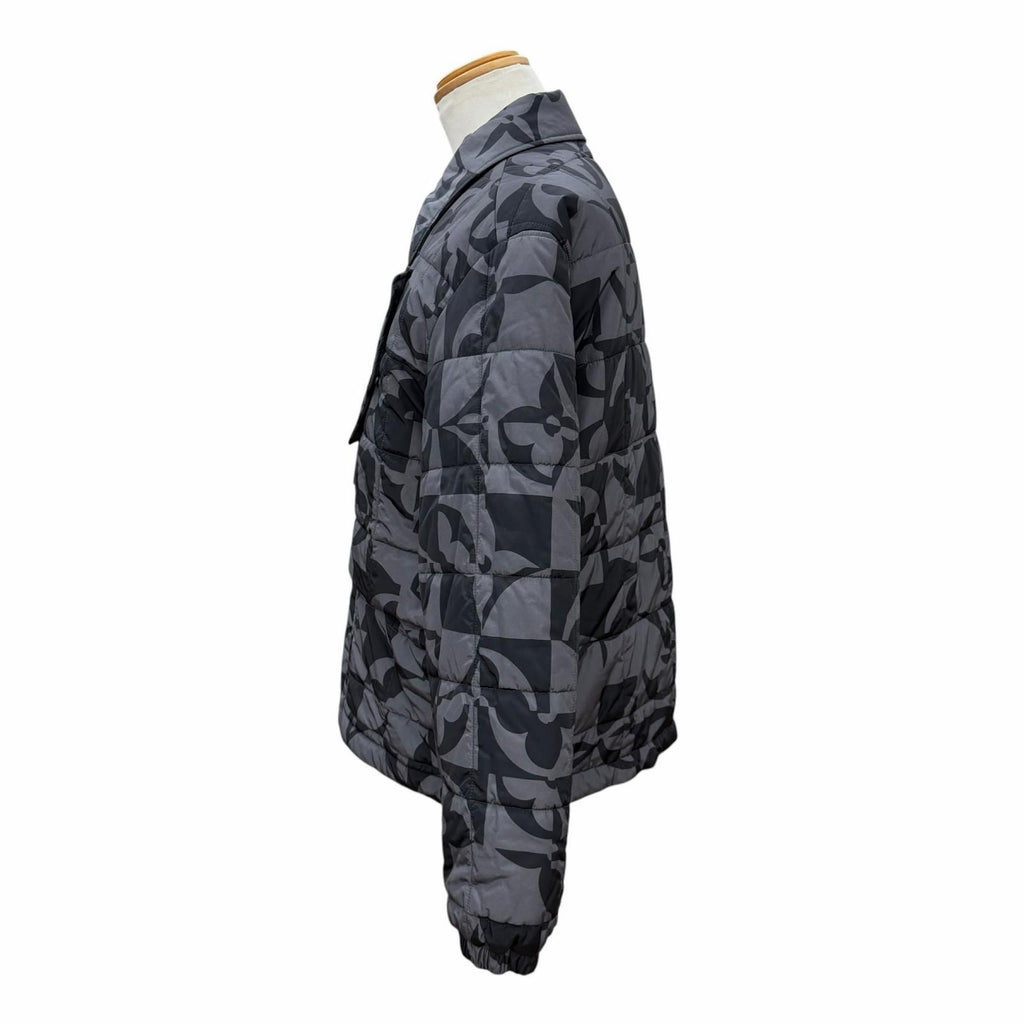 LOUIS VUITTON Monogram Flower Quilted Double Zip Jacket Grey Black — Size 50
