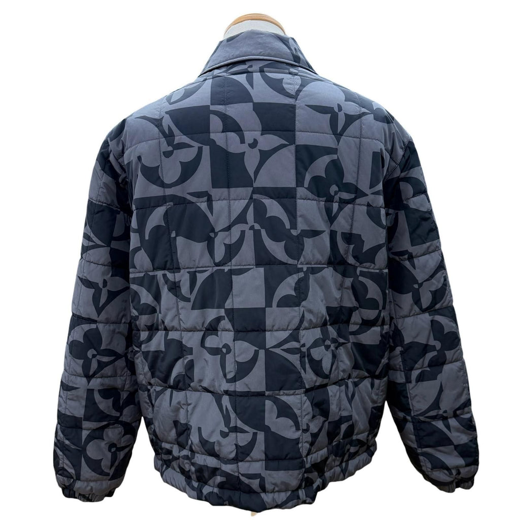 LOUIS VUITTON Monogram Flower Quilted Double Zip Jacket Grey Black — Size 50