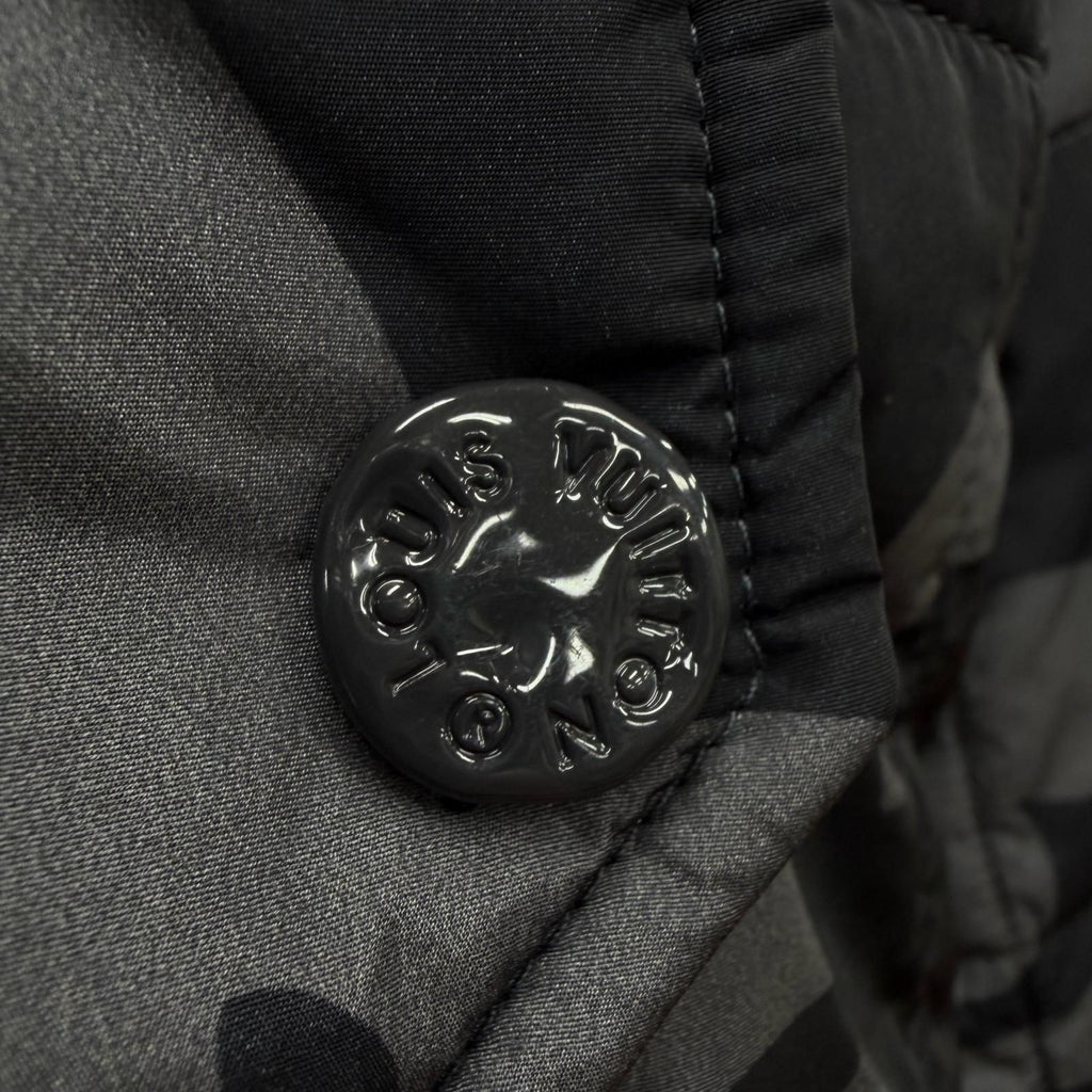 LOUIS VUITTON Monogram Flower Quilted Double Zip Jacket Grey Black — Size 50