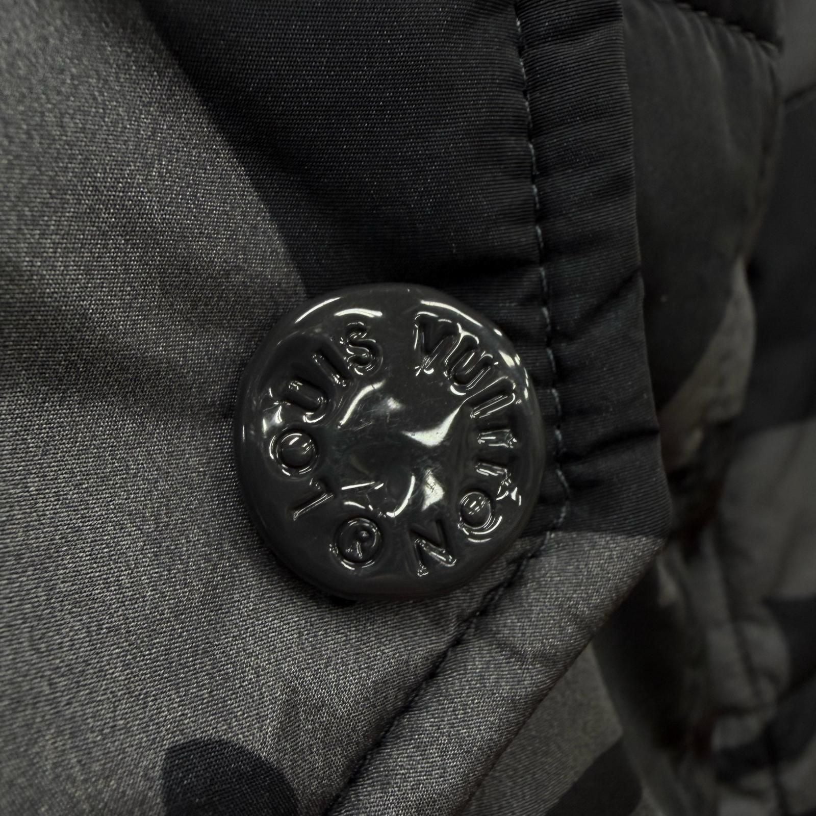 LOUIS VUITTON Monogram Flower Quilted Double Zip Jacket Grey Black — Size 50