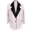 CHANEL 22P Lion CC Button Satin Collar Tweed Jacket Ivory Black — Size 34