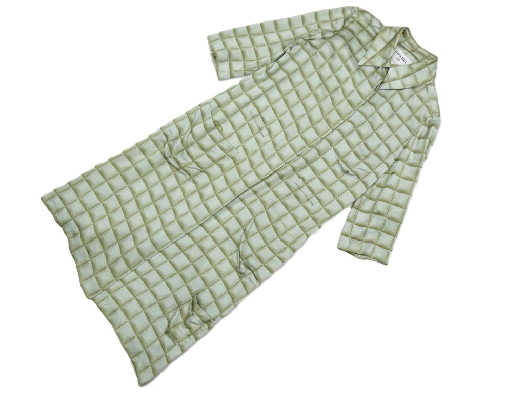 CHANEL 00A Chocolate Bar Print Silk Dress Size 38 Green