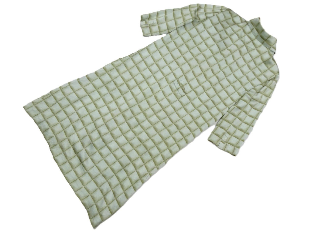 CHANEL 00A Chocolate Bar Print Silk Dress Size 38 Green