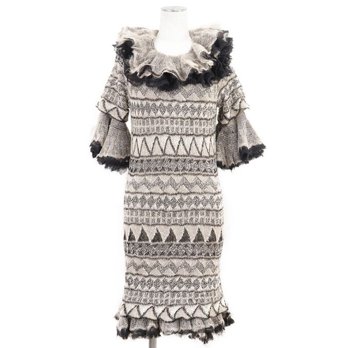 CHANEL 09A P36227 Ruffle Knit Dress Size 38 Paris-Moscow Collection