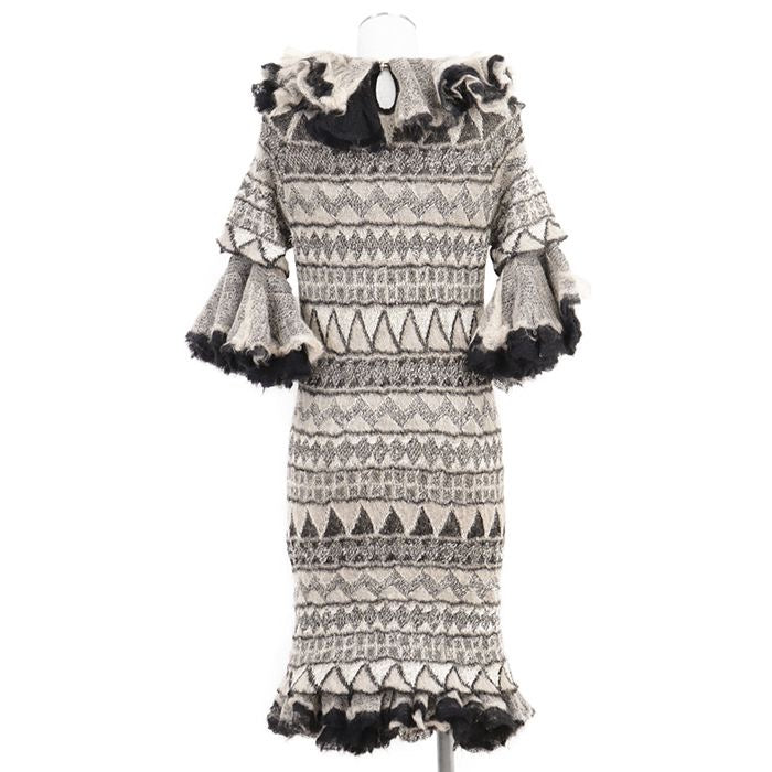 CHANEL 09A P36227 Ruffle Knit Dress Size 38 Paris-Moscow Collection