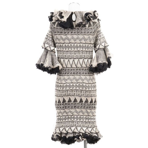 CHANEL 09A P36227 Ruffle Knit Dress Size 38 Paris-Moscow Collection