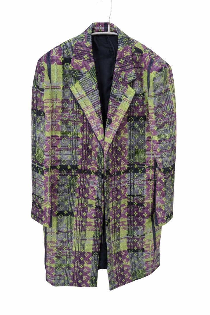 NWT LOUIS VUITTON Monogram Neon Check Coat — Size 44