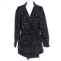 CHANEL CC Flower Button Check Belted Coat Black Multicolor — Size 36