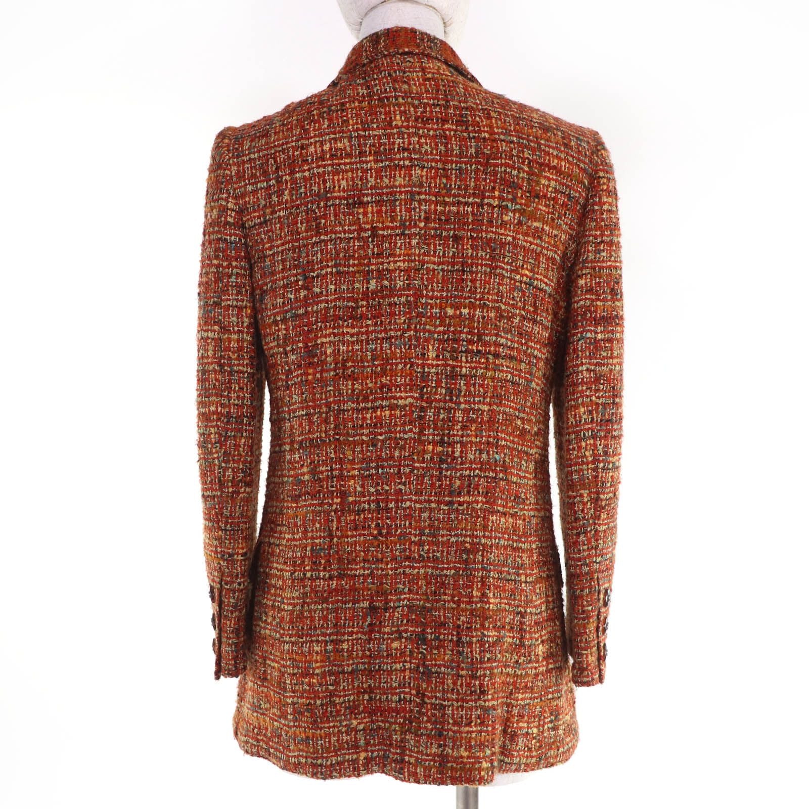 CHANEL Vintage 98A CC Button Wool Tweed Jacket Orange — Size 36