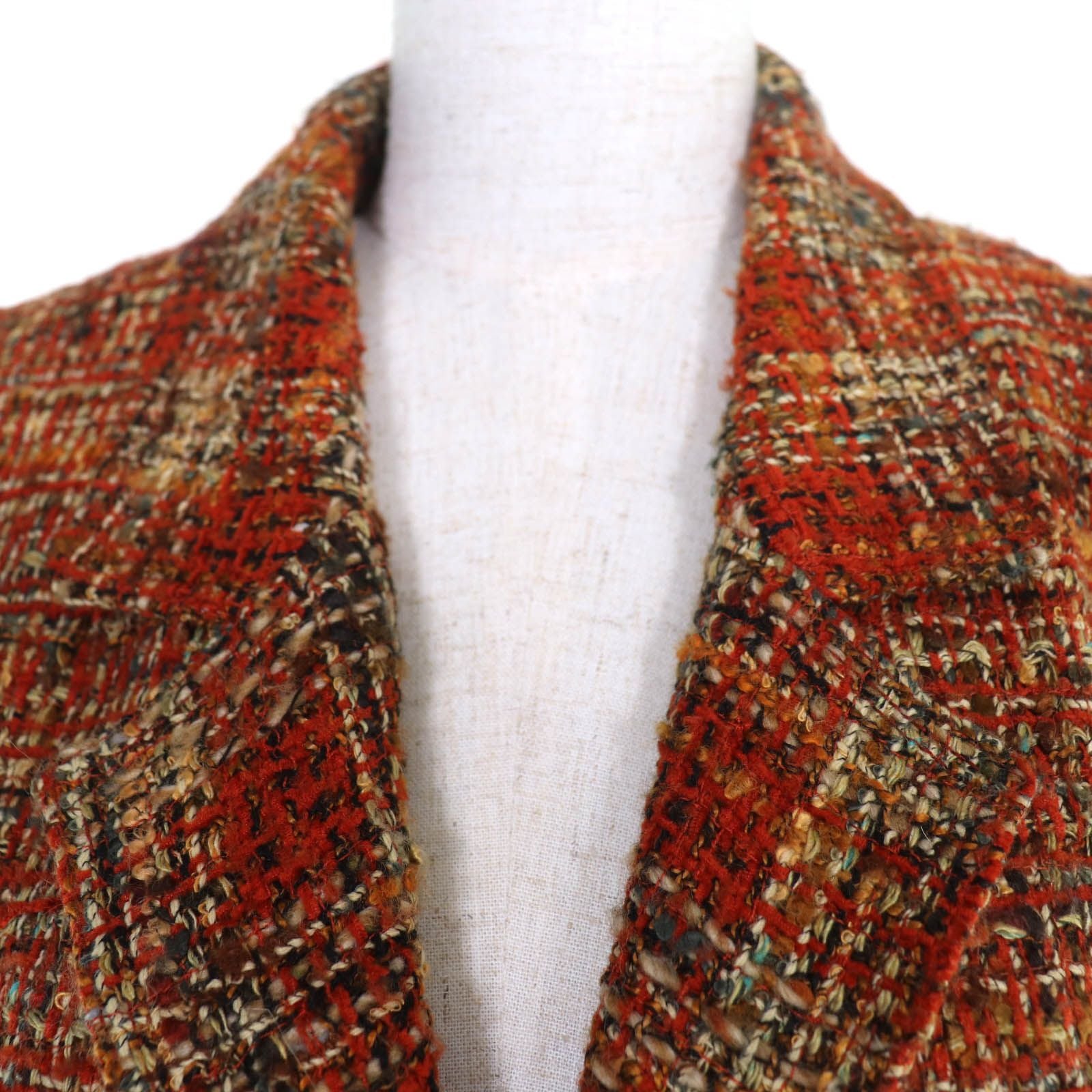 CHANEL Vintage 98A CC Button Wool Tweed Jacket Orange — Size 36