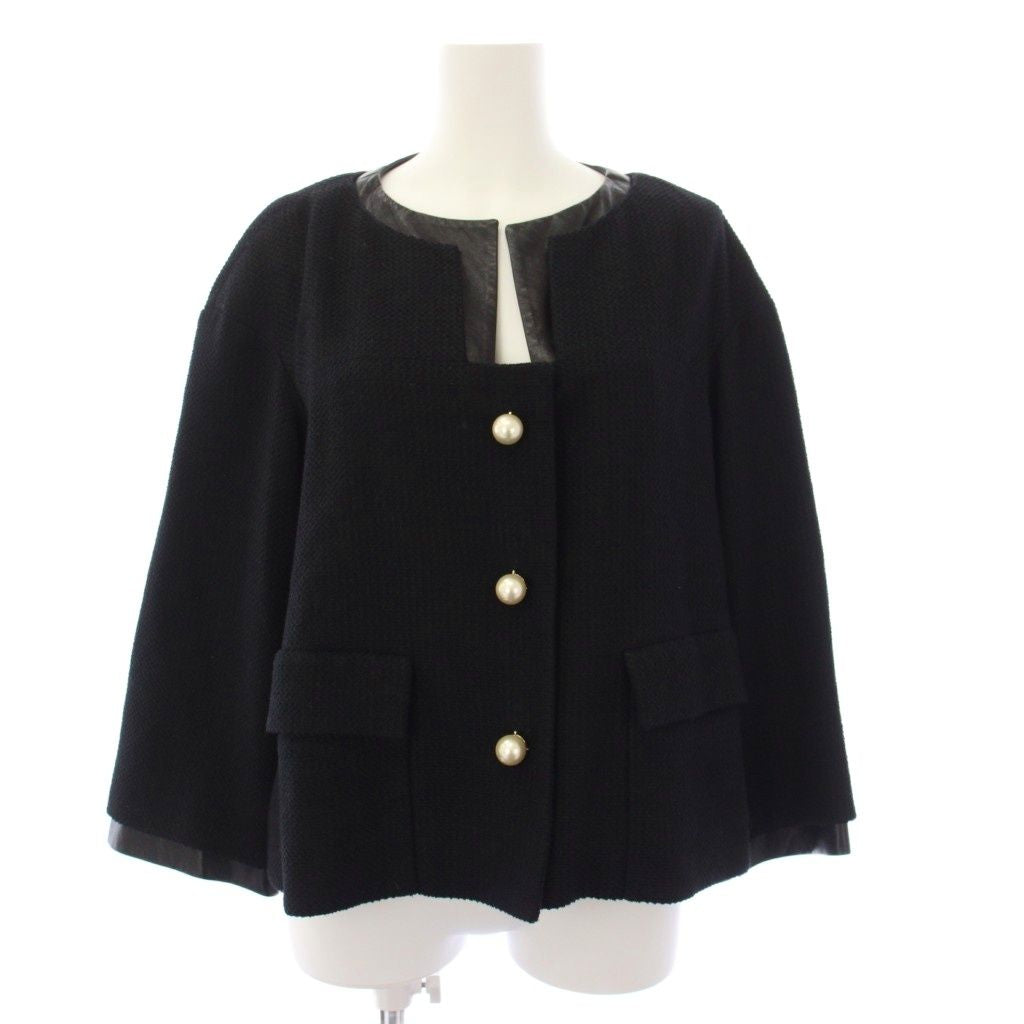 CHANEL Collarless Tweed Jacket Pearl Button CC Logo — Size 36