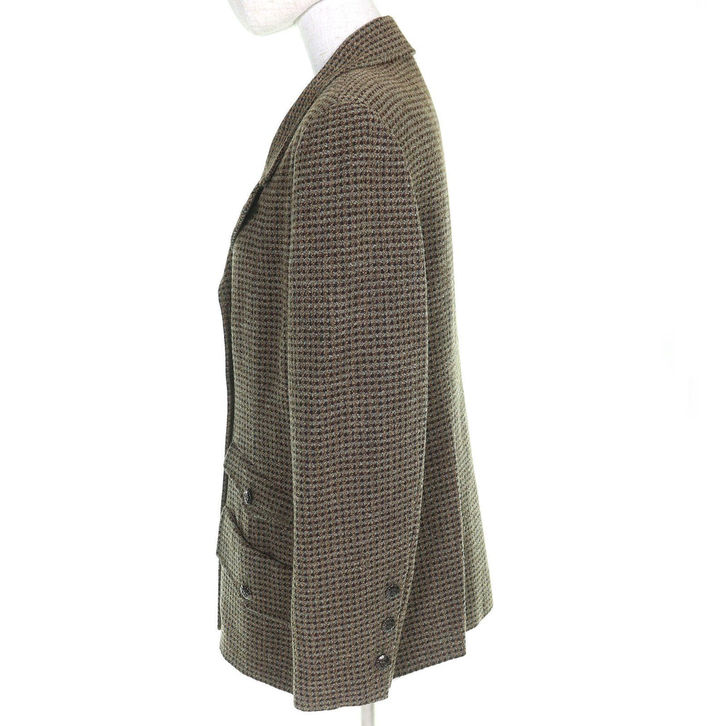 CHANEL Vintage 97A CC Button Wool Tweed Double Jacket Khaki — Size 44