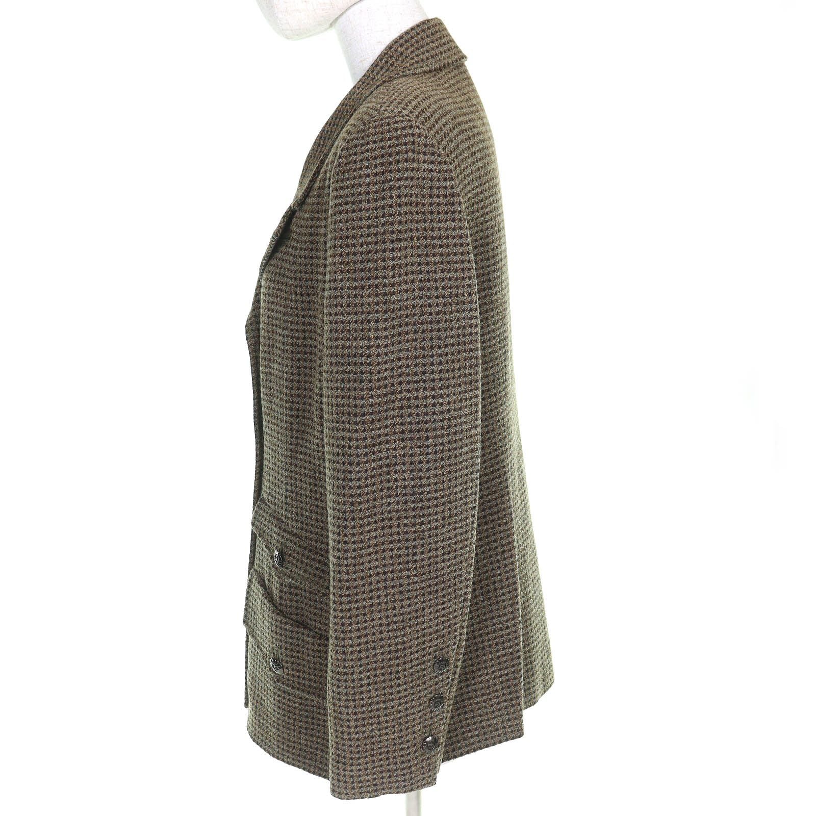 CHANEL Vintage 97A CC Button Wool Tweed Double Jacket Khaki — Size 44