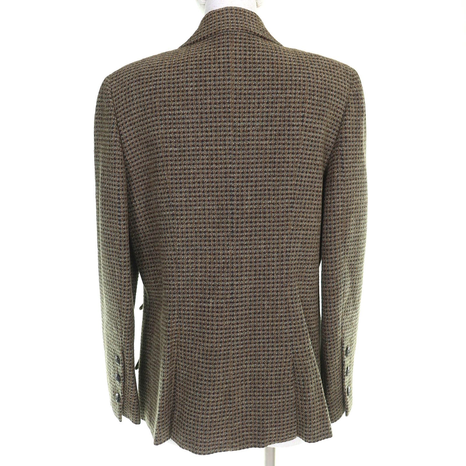 CHANEL Vintage 97A CC Button Wool Tweed Double Jacket Khaki — Size 44