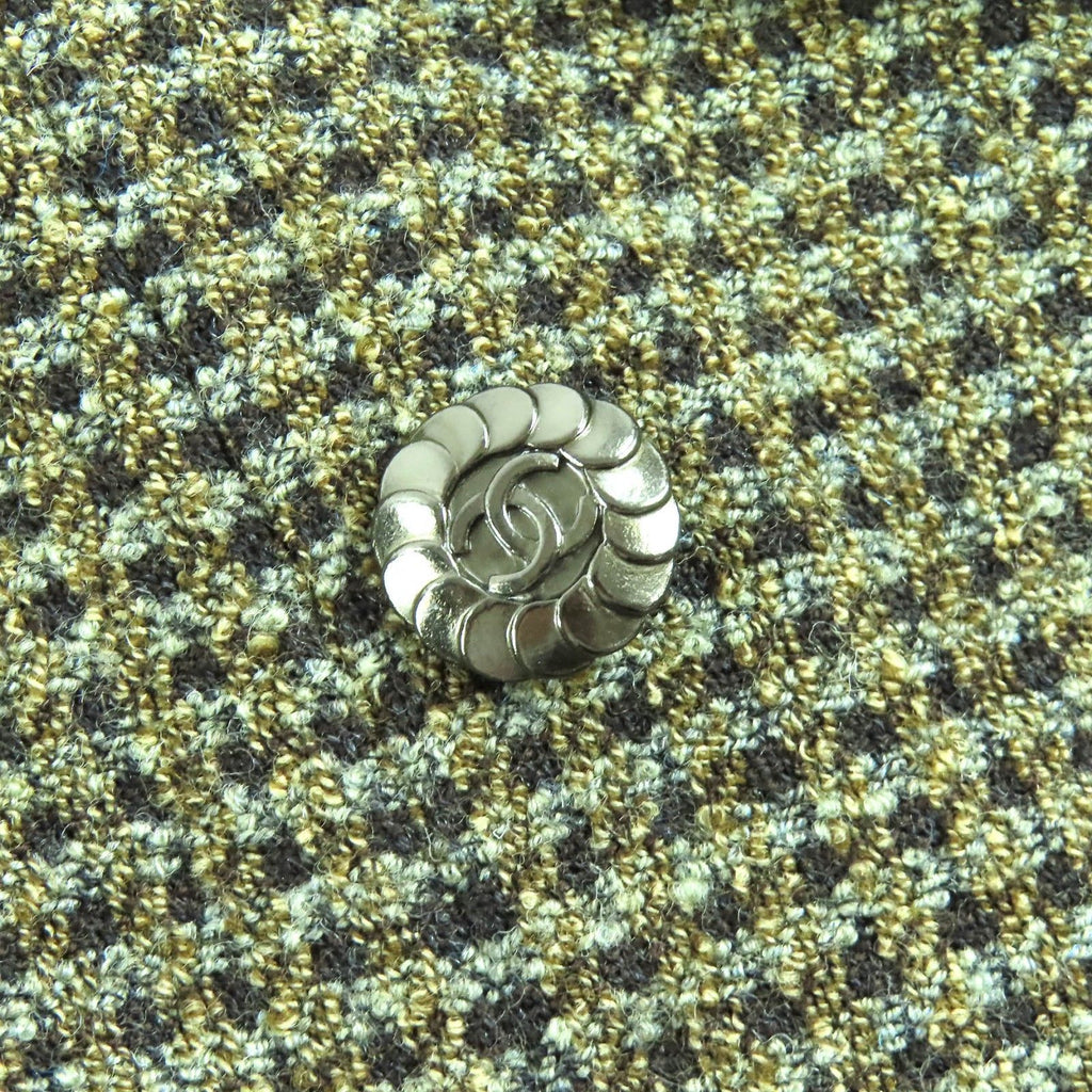CHANEL Vintage 97A CC Button Wool Tweed Double Jacket Khaki — Size 44