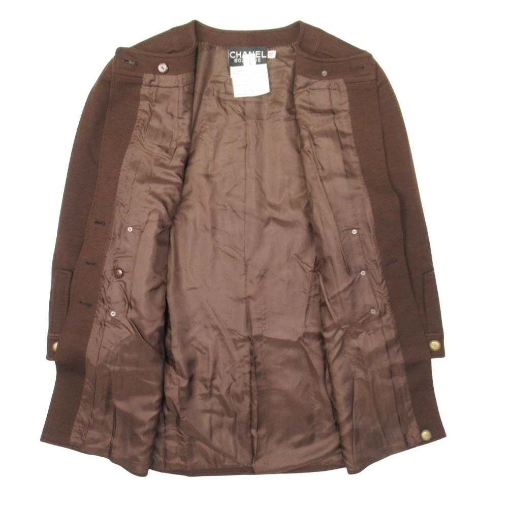 CHANEL Vintage CC Logo Gold Button Skirt Suit Brown — Size 36