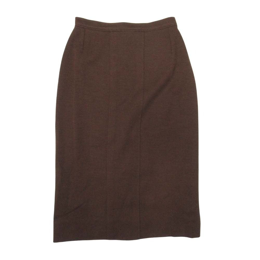 CHANEL Vintage CC Logo Gold Button Skirt Suit Brown — Size 36