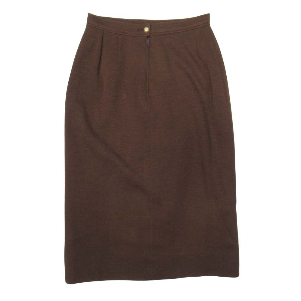 CHANEL Vintage CC Logo Gold Button Skirt Suit Brown — Size 36