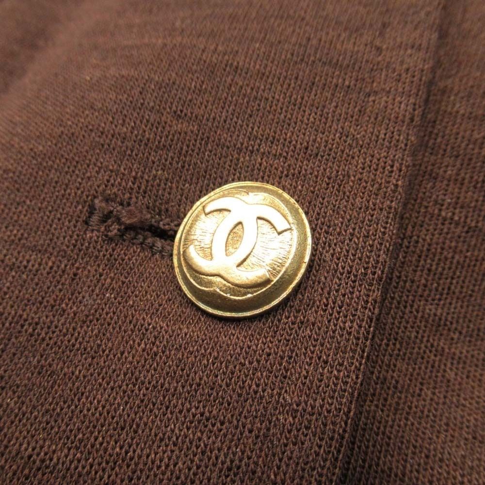 CHANEL Vintage CC Logo Gold Button Skirt Suit Brown — Size 36