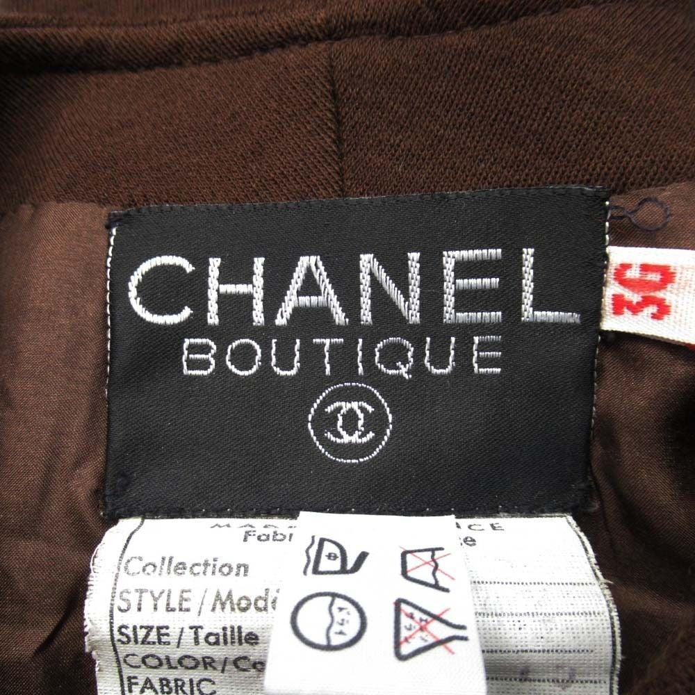 CHANEL Vintage CC Logo Gold Button Skirt Suit Brown — Size 36