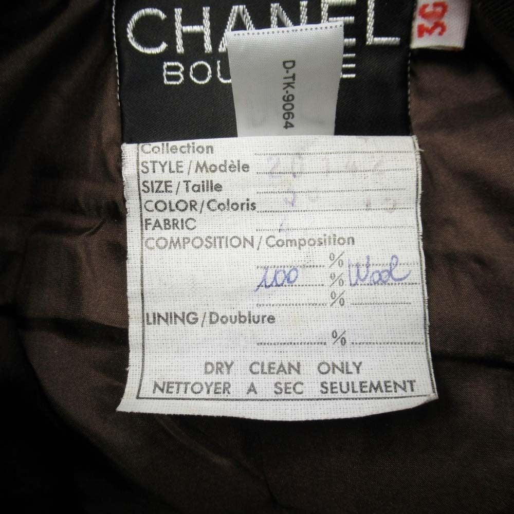 CHANEL Vintage CC Logo Gold Button Skirt Suit Brown — Size 36