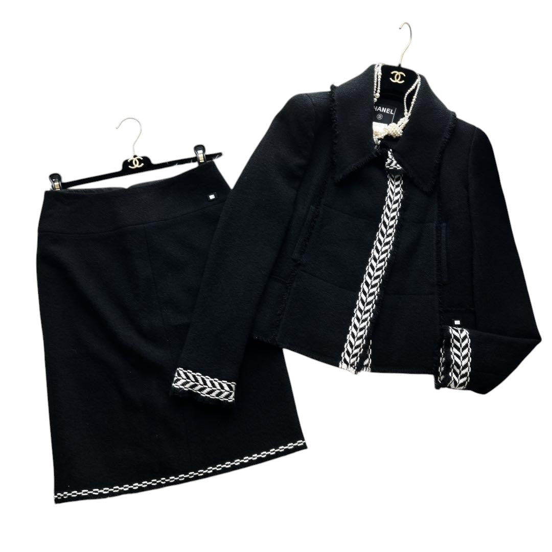 CHANEL Tweed Little Black Suit — Jacket 38 / Skirt 36