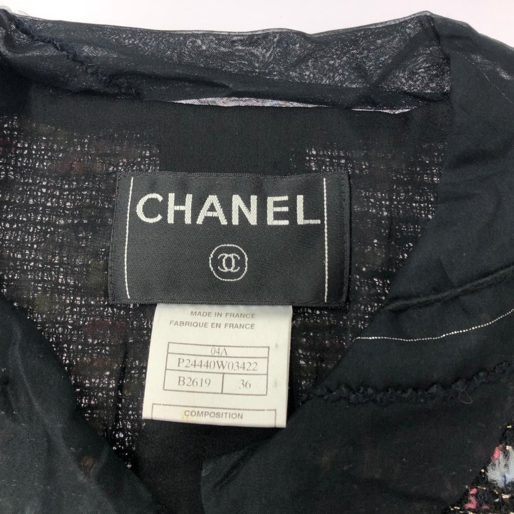 CHANEL CC Logo Tweed Jacket — Size 36