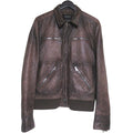 GUCCI GG Sima Signature Gradient Zip-Up Leather Jacket Brown Size 50