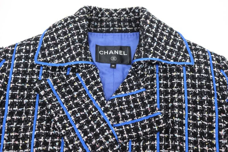 CHANEL Tweed Jacket Blue — Size 38
