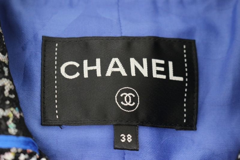 CHANEL Tweed Jacket Blue — Size 38